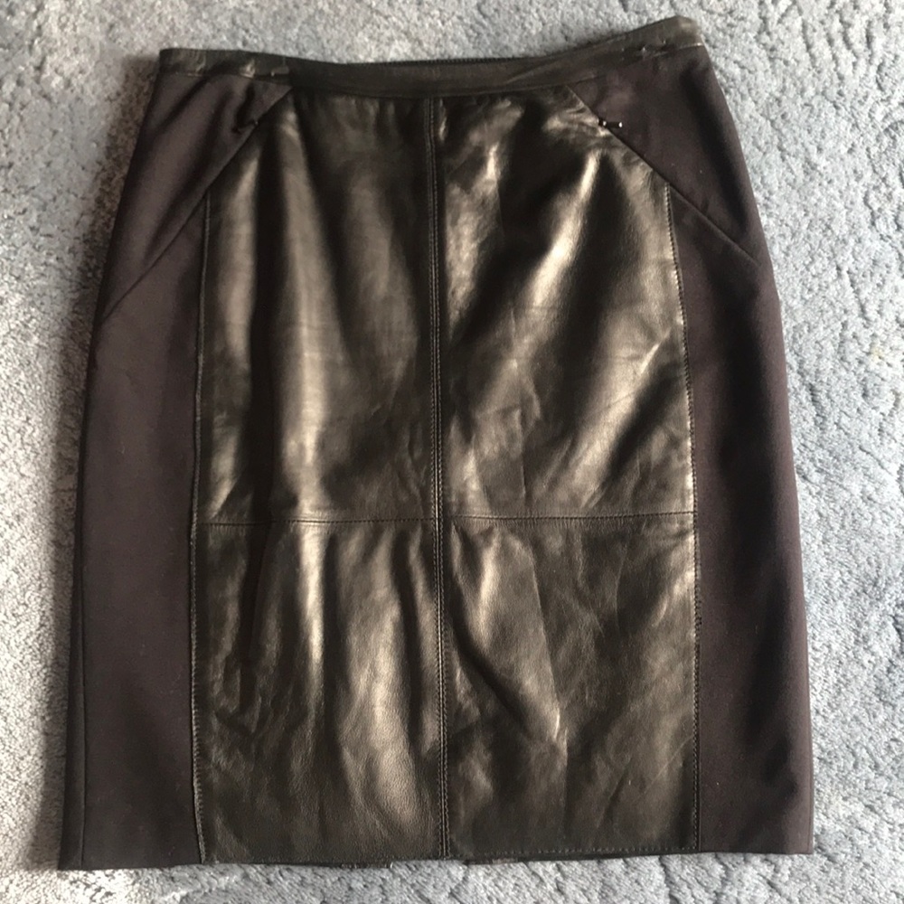 Halogen Real Leather black pencil skirt Sz  8